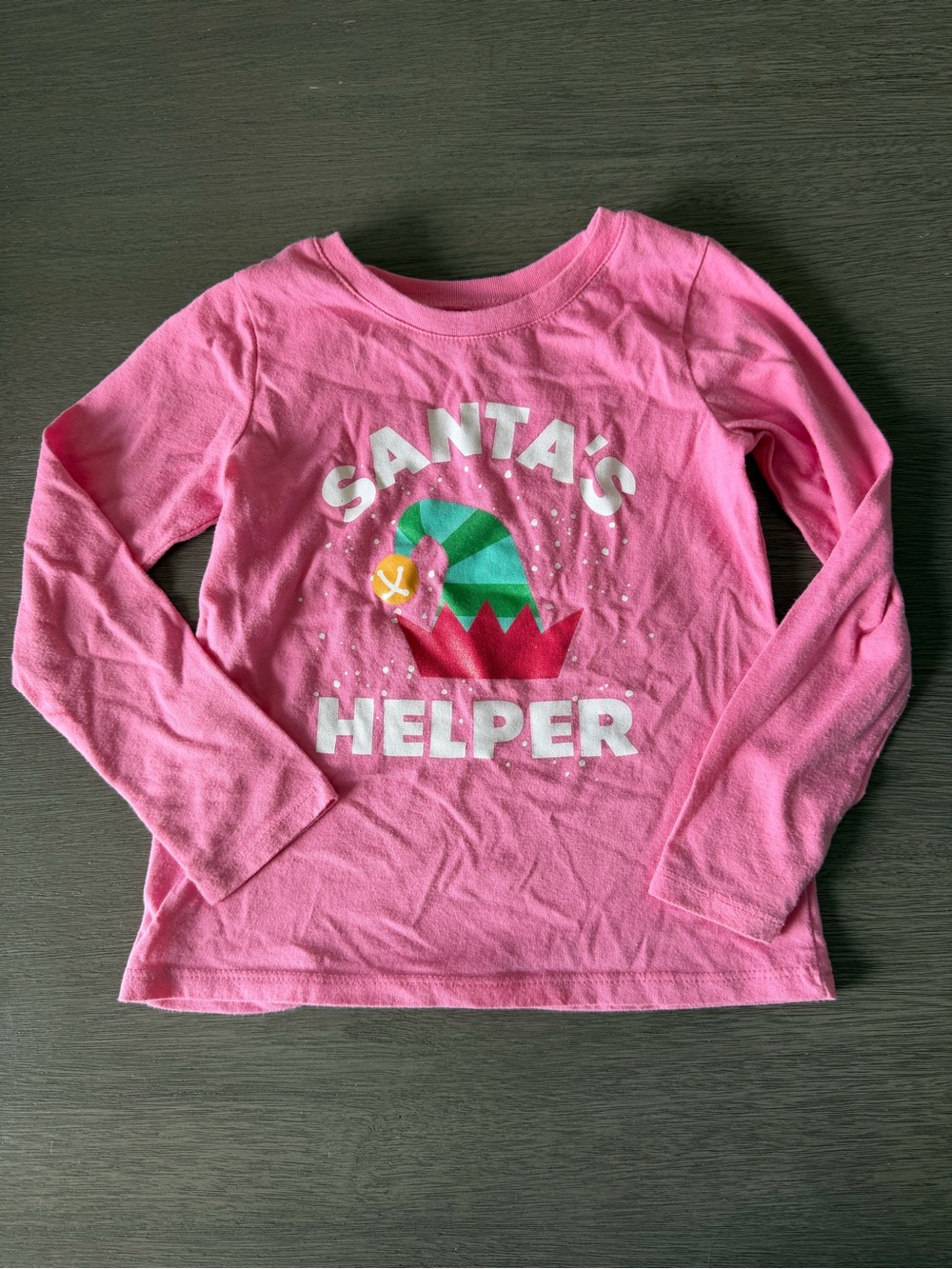 The Children's Place Pink Long-Sleeve 'Santa's Helper' Graphic Tee